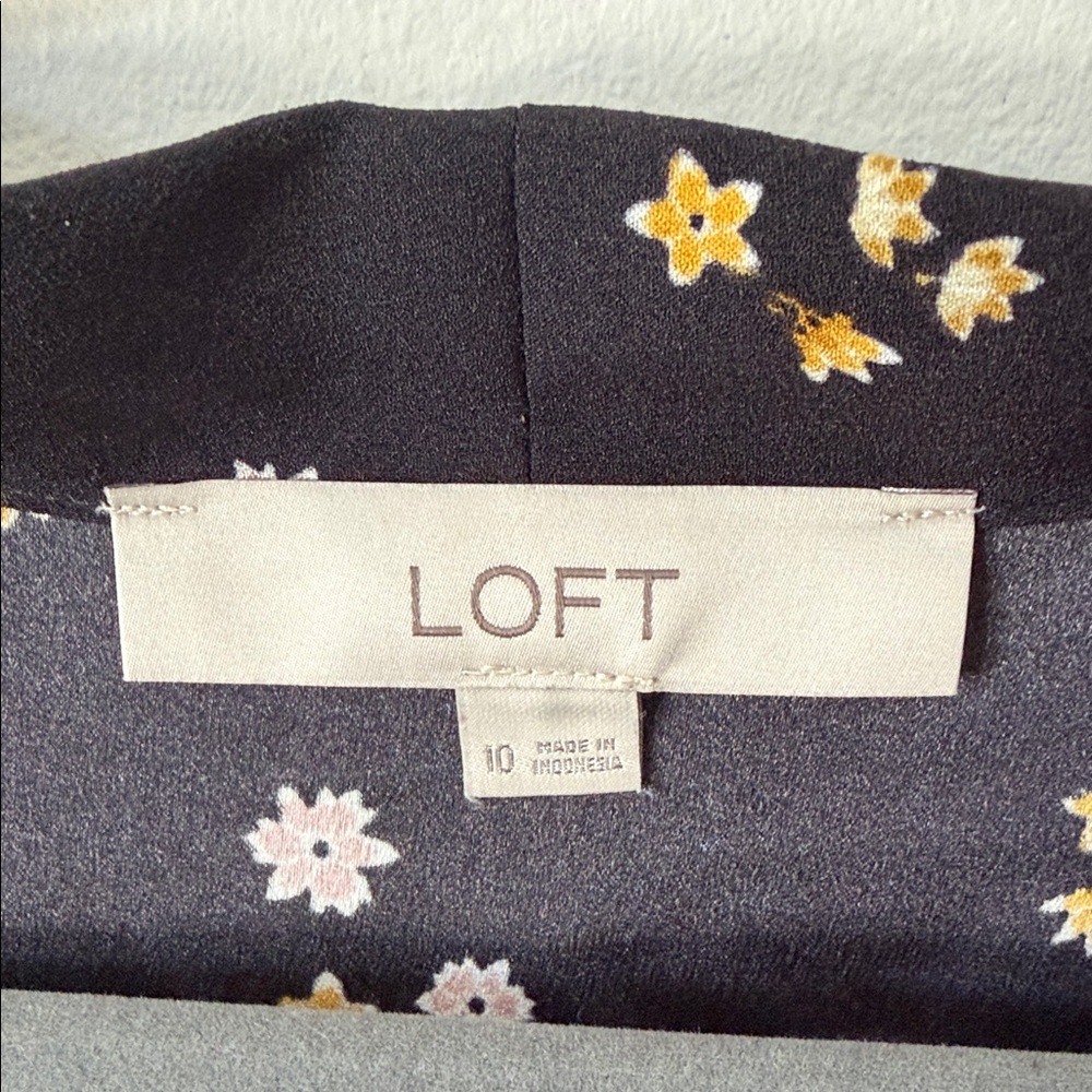 LOFT Midnight Floral Long Sleeve Dress - Picture 2 of 5